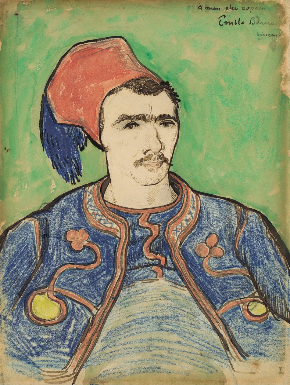 The Zouave, ca 1888 (penna, brunt bläck, vaxkrita och wc) av Vincent van Gogh