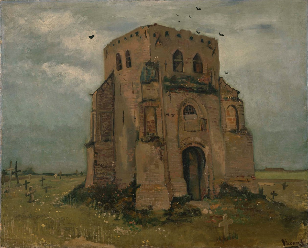 Det gamla kyrktornet vid Nuenen (`Böndernas kyrkogård) av Vincent van Gogh