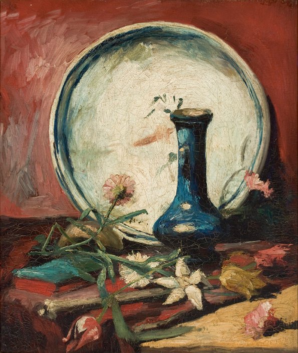 Vase with Chinese asters and gladioli av Vincent van Gogh