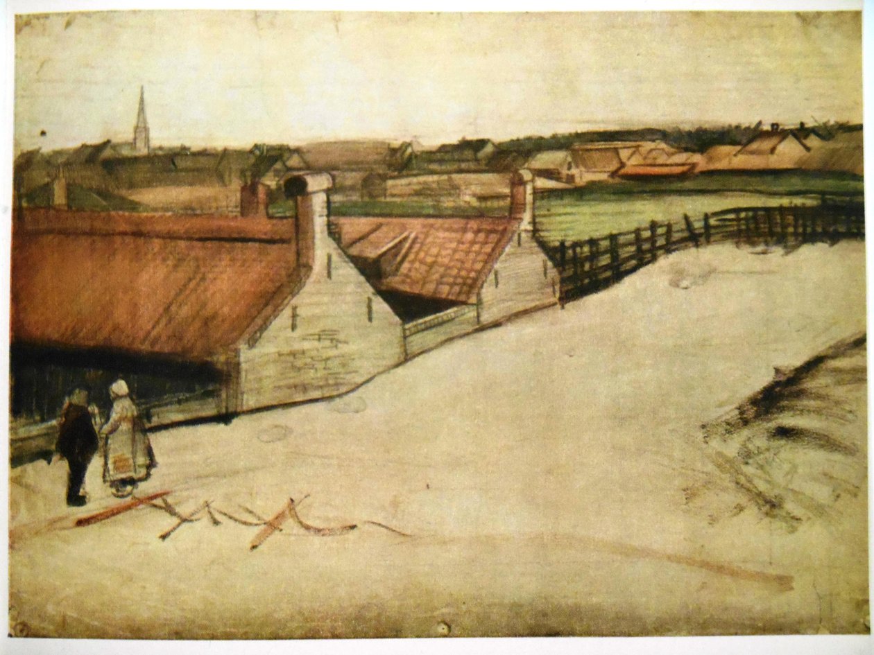 Utsikt över Scheveningen, spir i bakgrunden av Vincent van Gogh