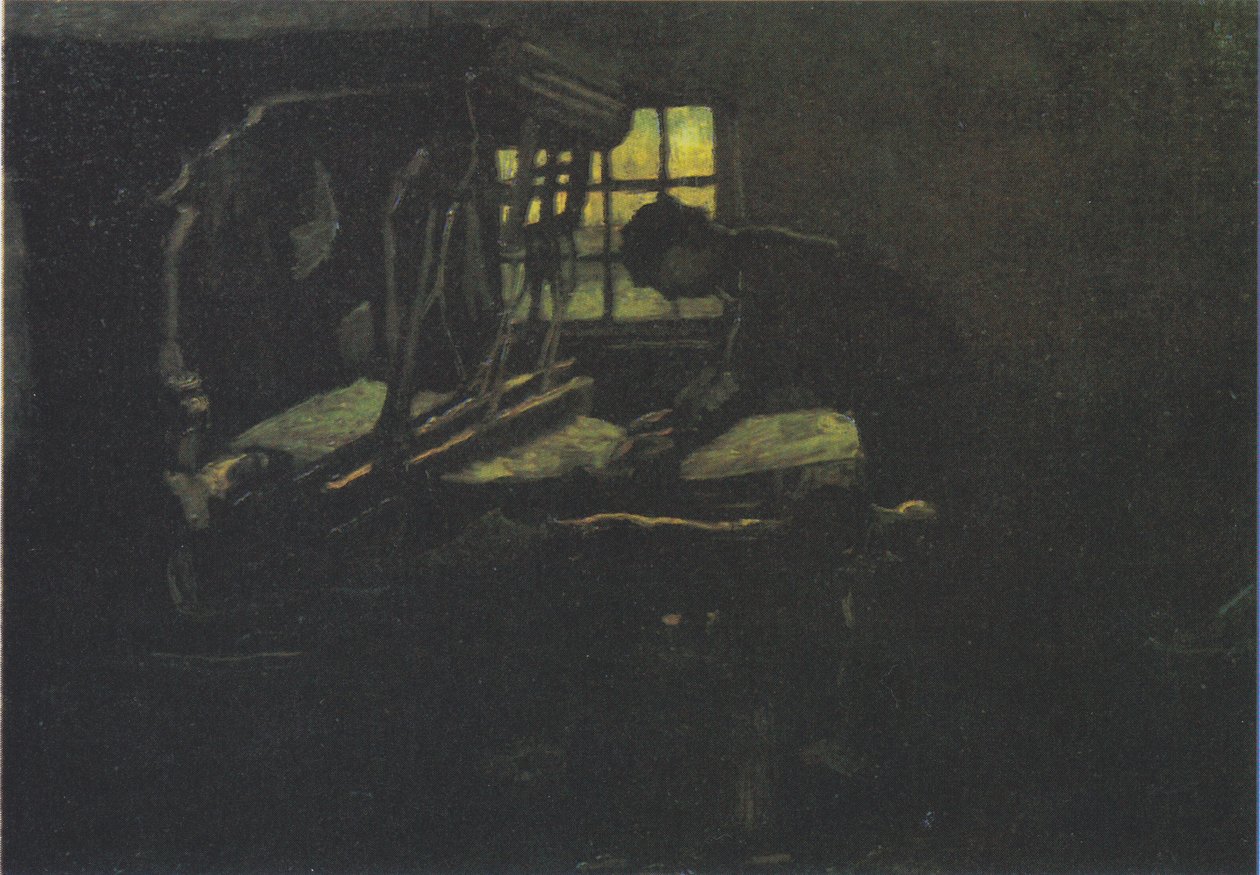 Weber, står vid vävstolen av Vincent van Gogh