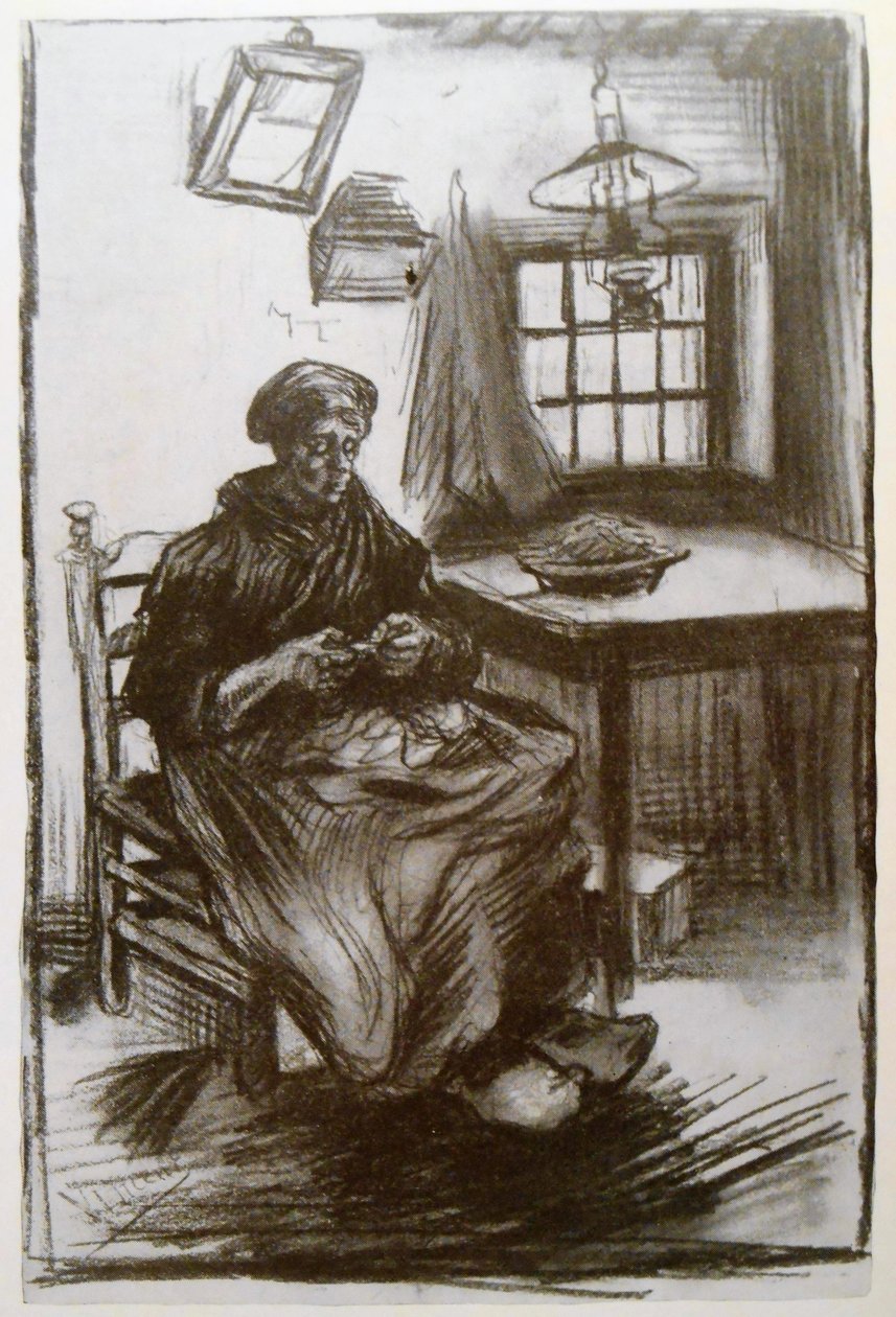 Kvinna, beskjuter ärtor av Vincent van Gogh