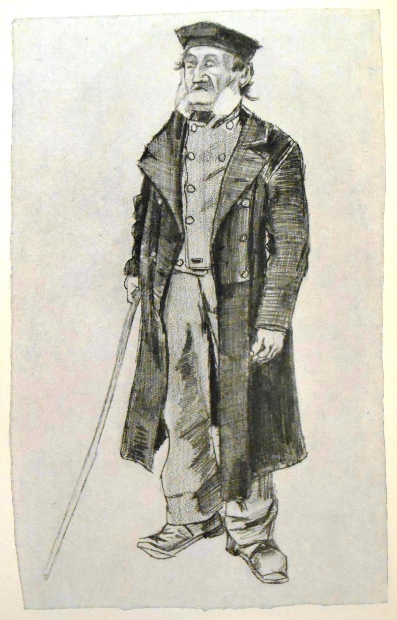 Arbetsinfånge med skallehätta och pinne av Vincent van Gogh