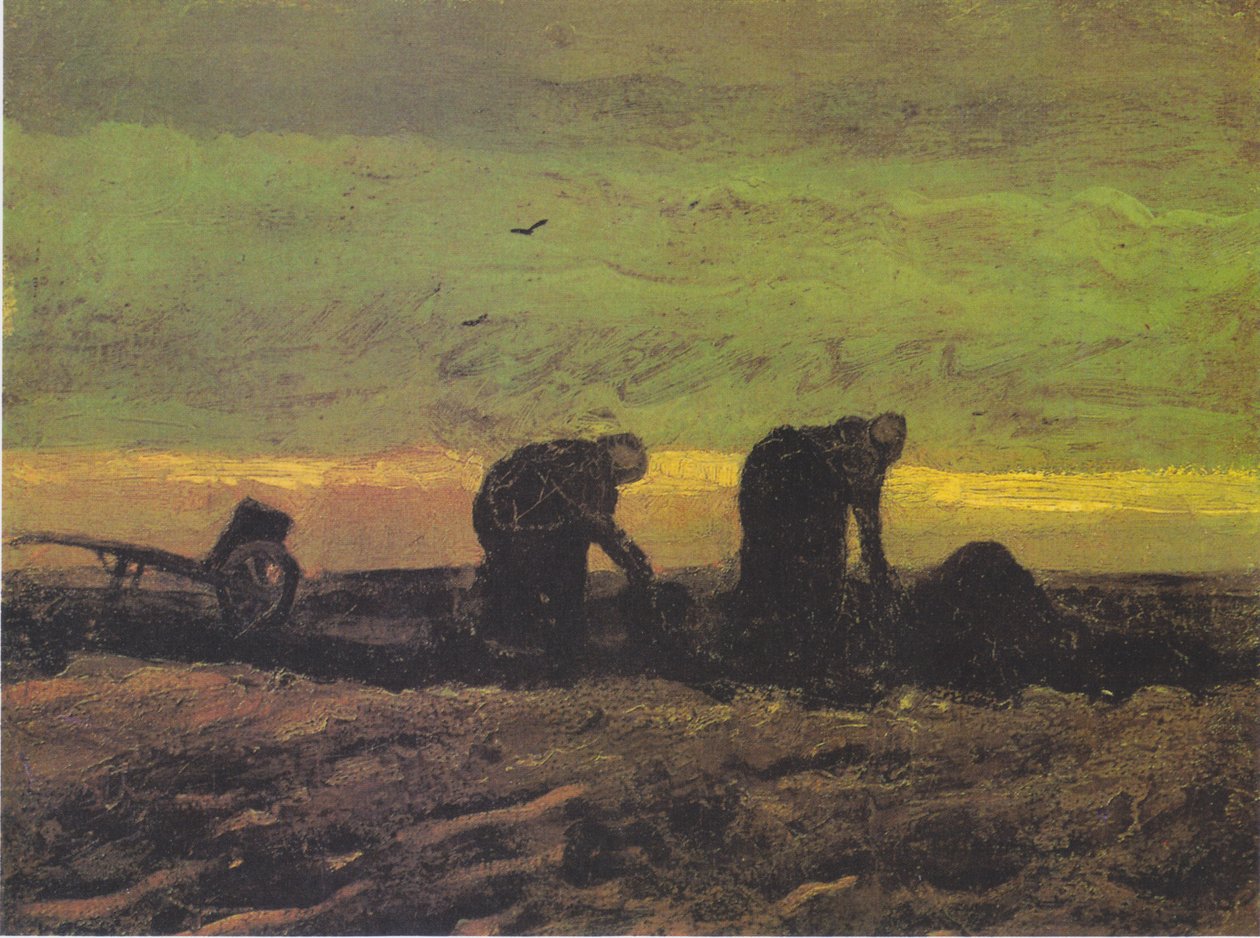 Två bondekvinnor som skär torv av Vincent van Gogh