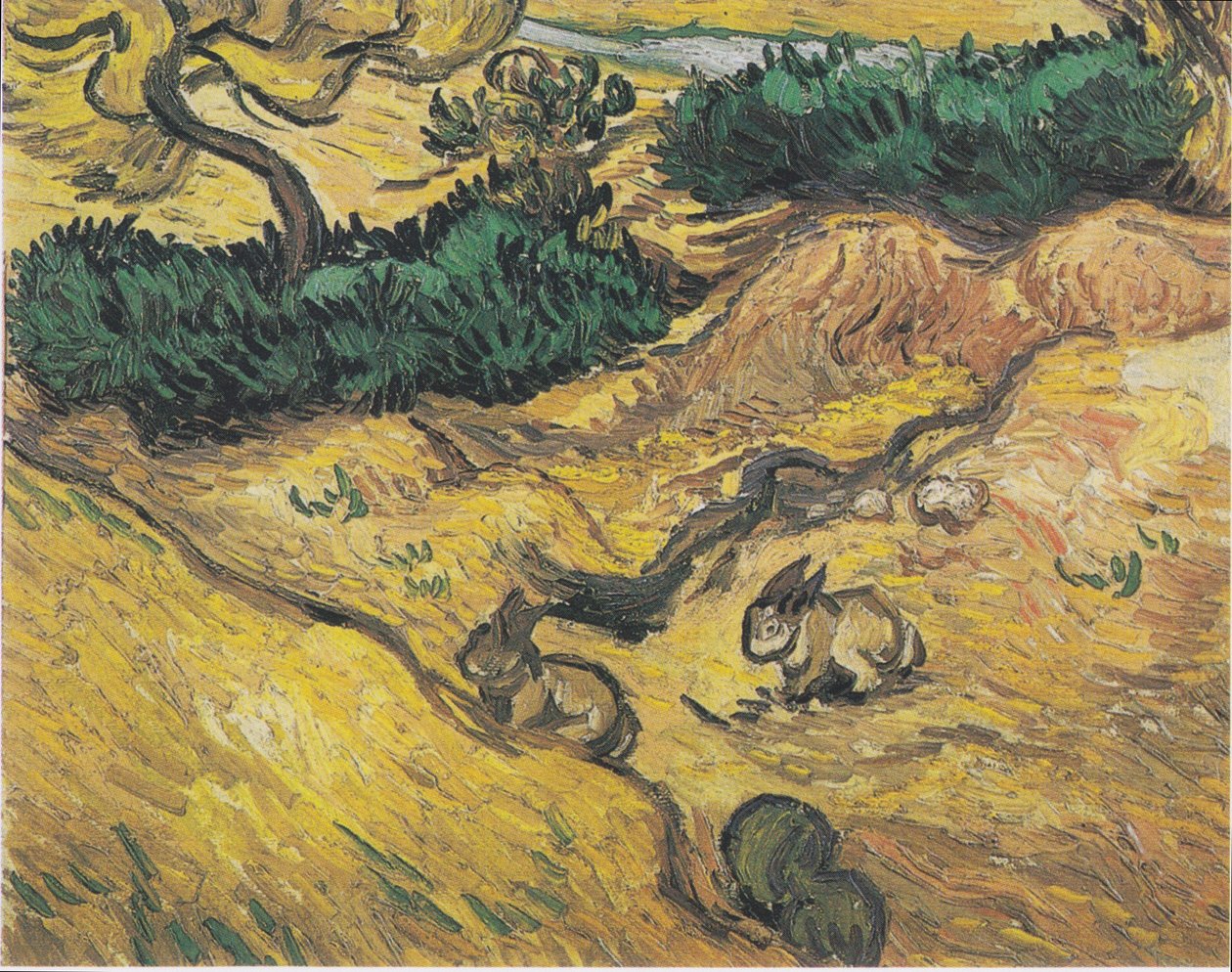 Två kaniner på en äng av Vincent van Gogh