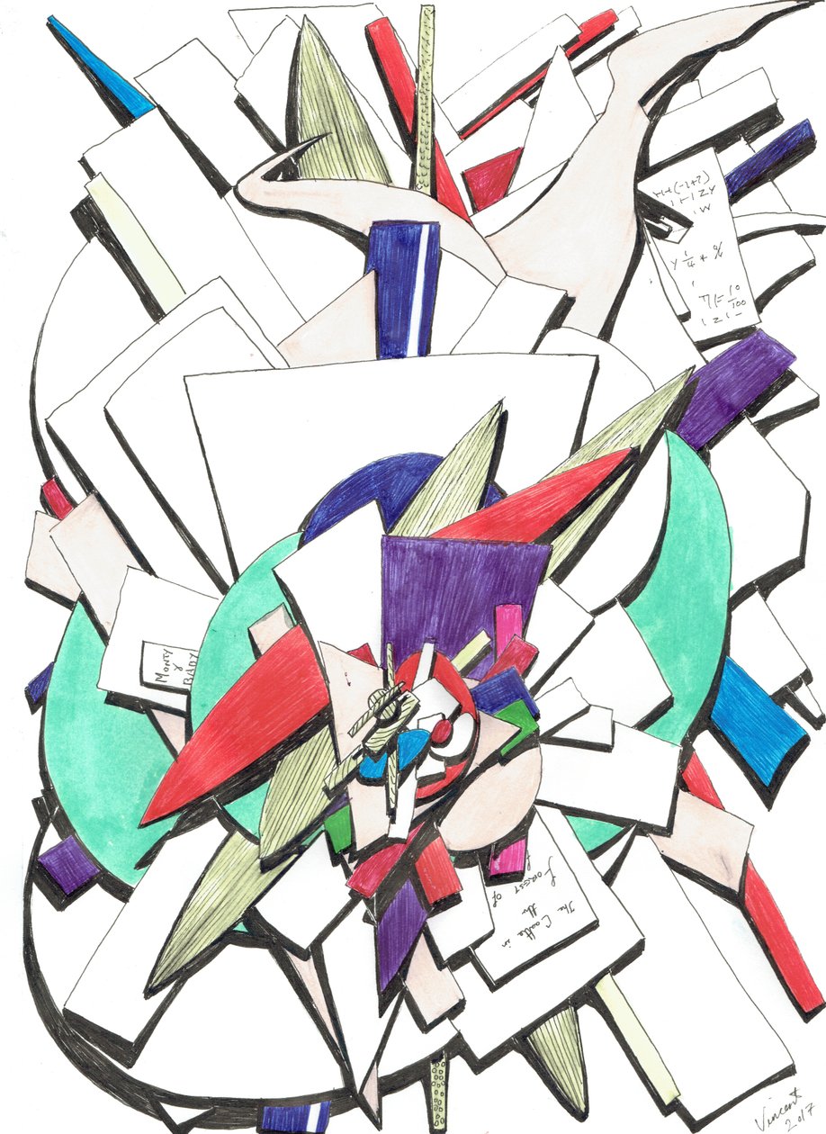 Atop, 2017, (färgat bläck på papper) av Vincent Alexander Booth