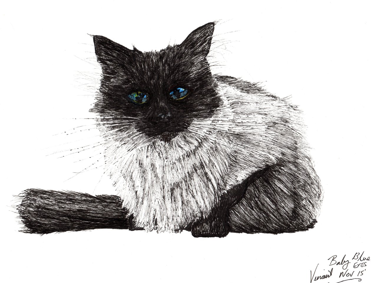 Babyblå ögon, 2015, (bläck på papper) av Vincent Alexander Booth