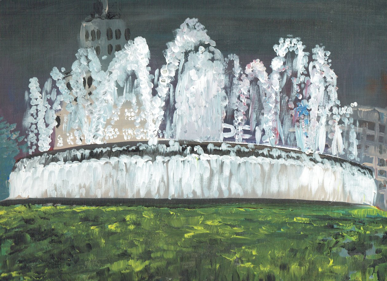 Barcelona natt, 1994, (akryl på dukskiva) av Vincent Alexander Booth