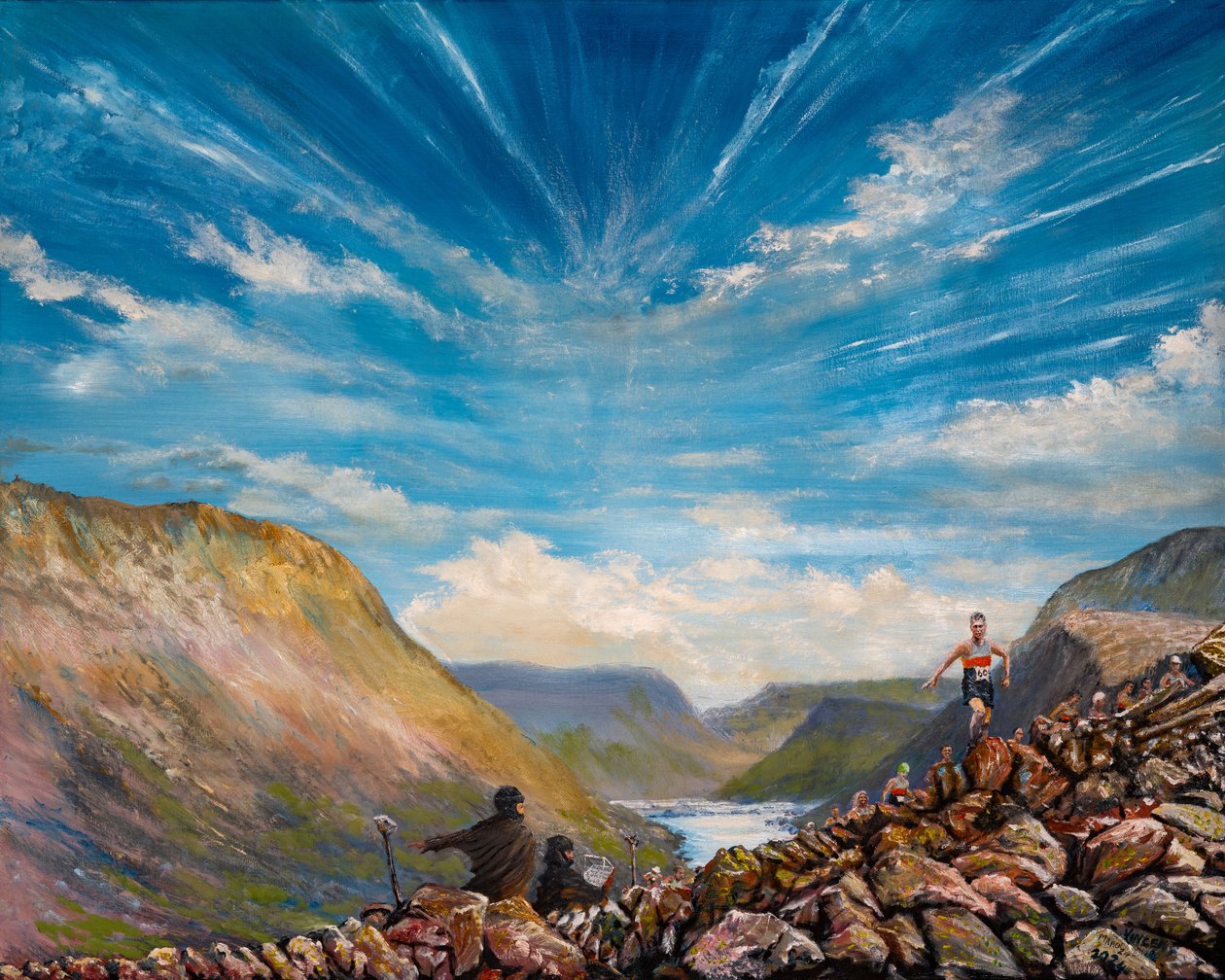 "Bolts" leder Billies, 2024 (olja på duk) av Vincent Alexander Booth