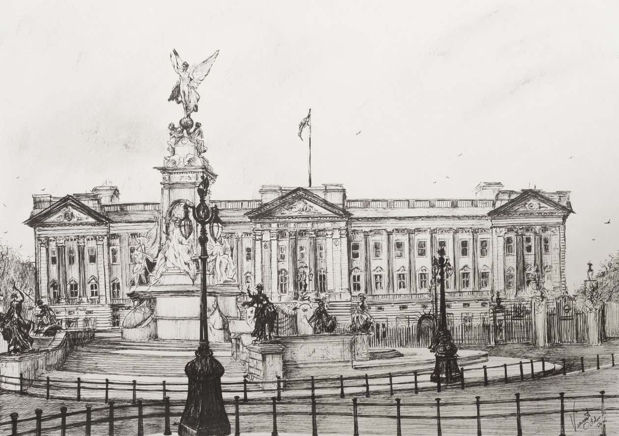 Buckingham Palace, London, 2006, (Bläck på papper) av Vincent Alexander Booth