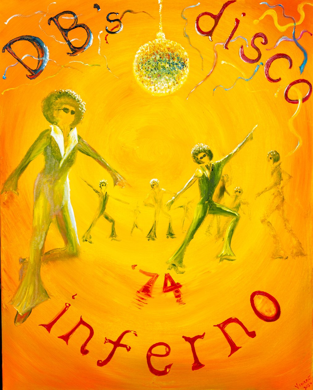 DB:s Disco Inferno; 2024 (olja på duk) av Vincent Alexander Booth