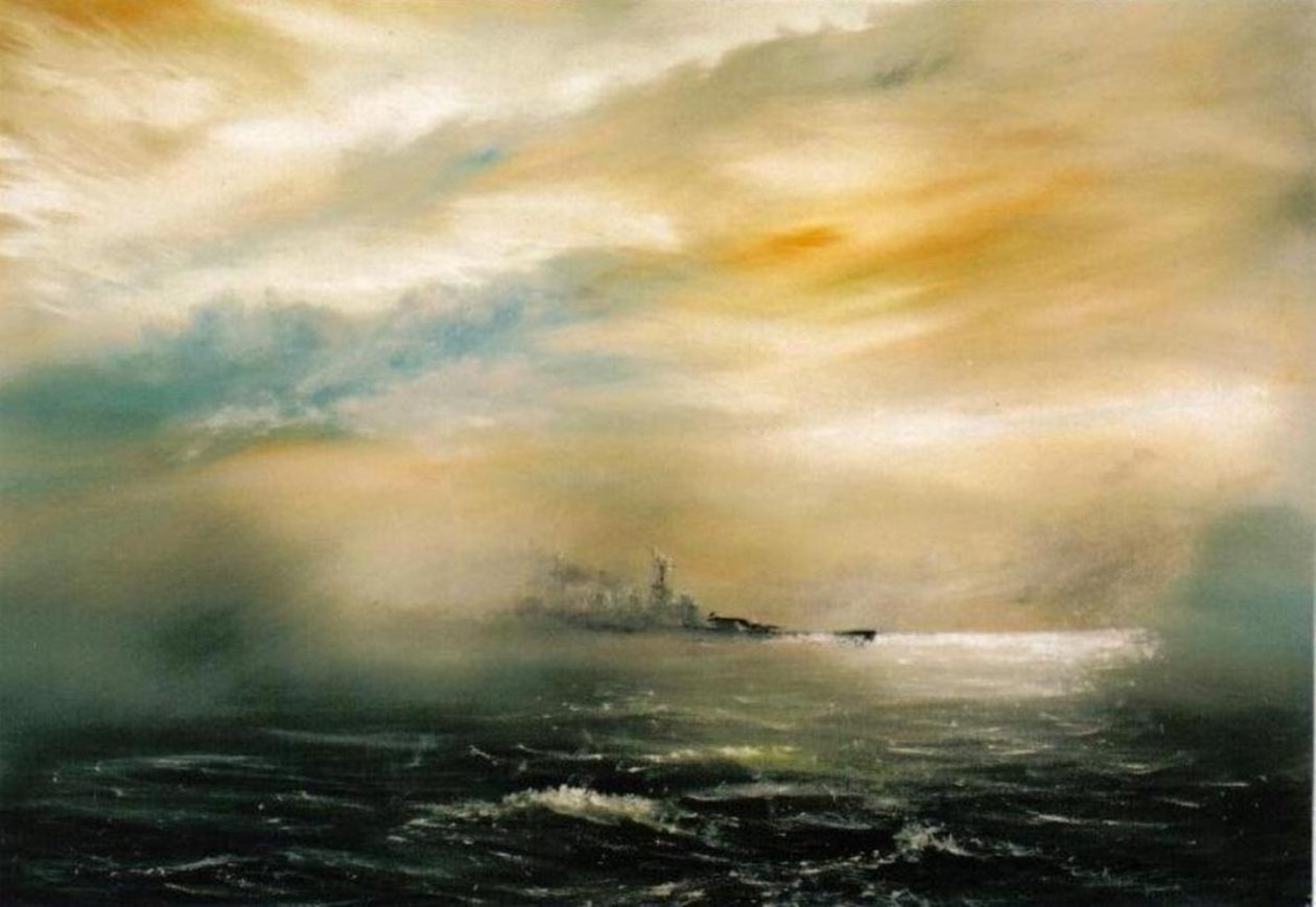 Gryning före katastrofens gryning HMS Hood 1941, 2012 av Vincent Alexander Booth