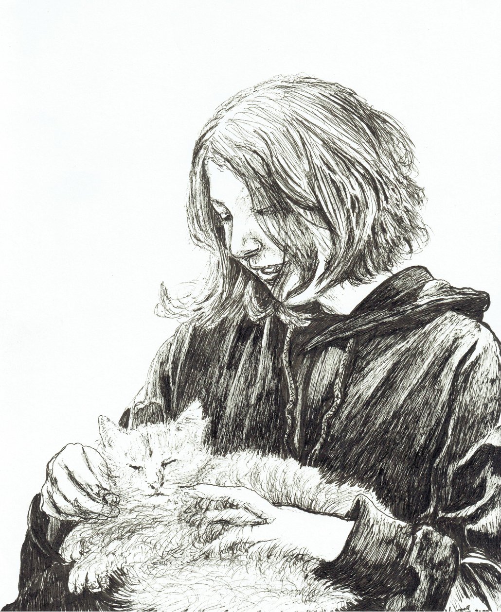 Flicka och katt, 2022 av Vincent Alexander Booth