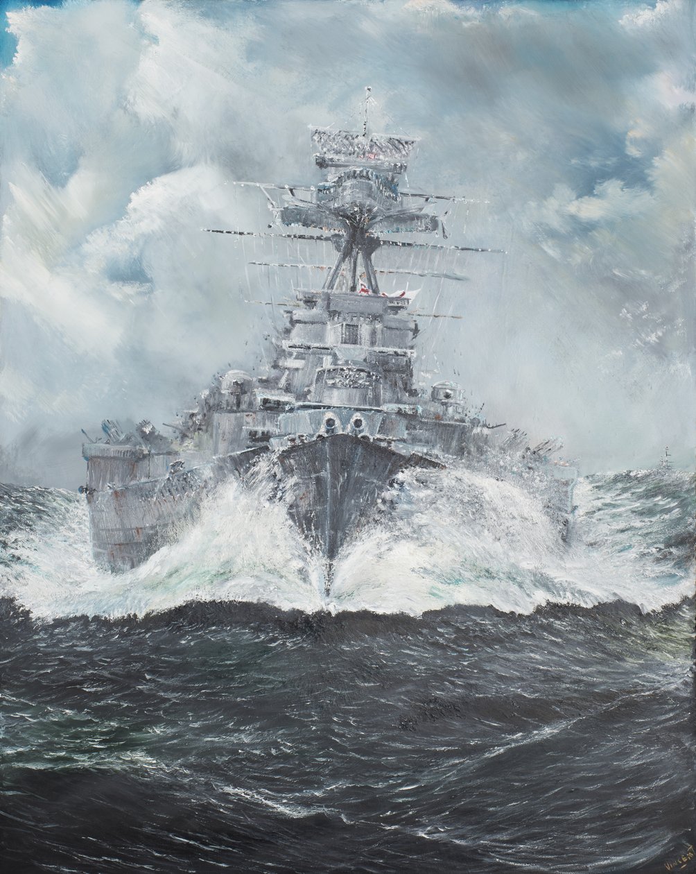 HMS Hood går till Bismarck 23 maj 1941, 2014 (Olja på duk) av Vincent Alexander Booth