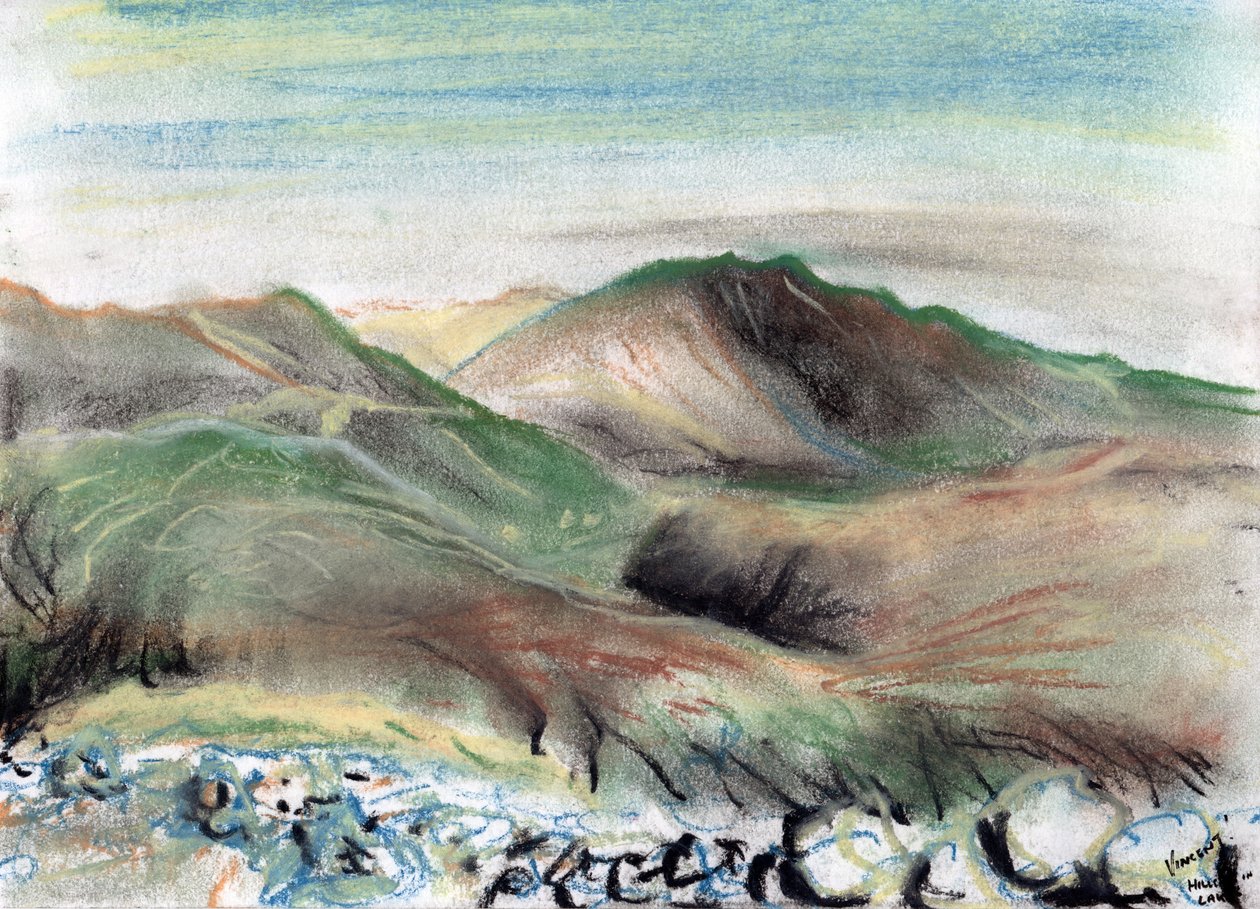 Hills in the Lake District, 2005, (pastellfärger på papper) av Vincent Alexander Booth