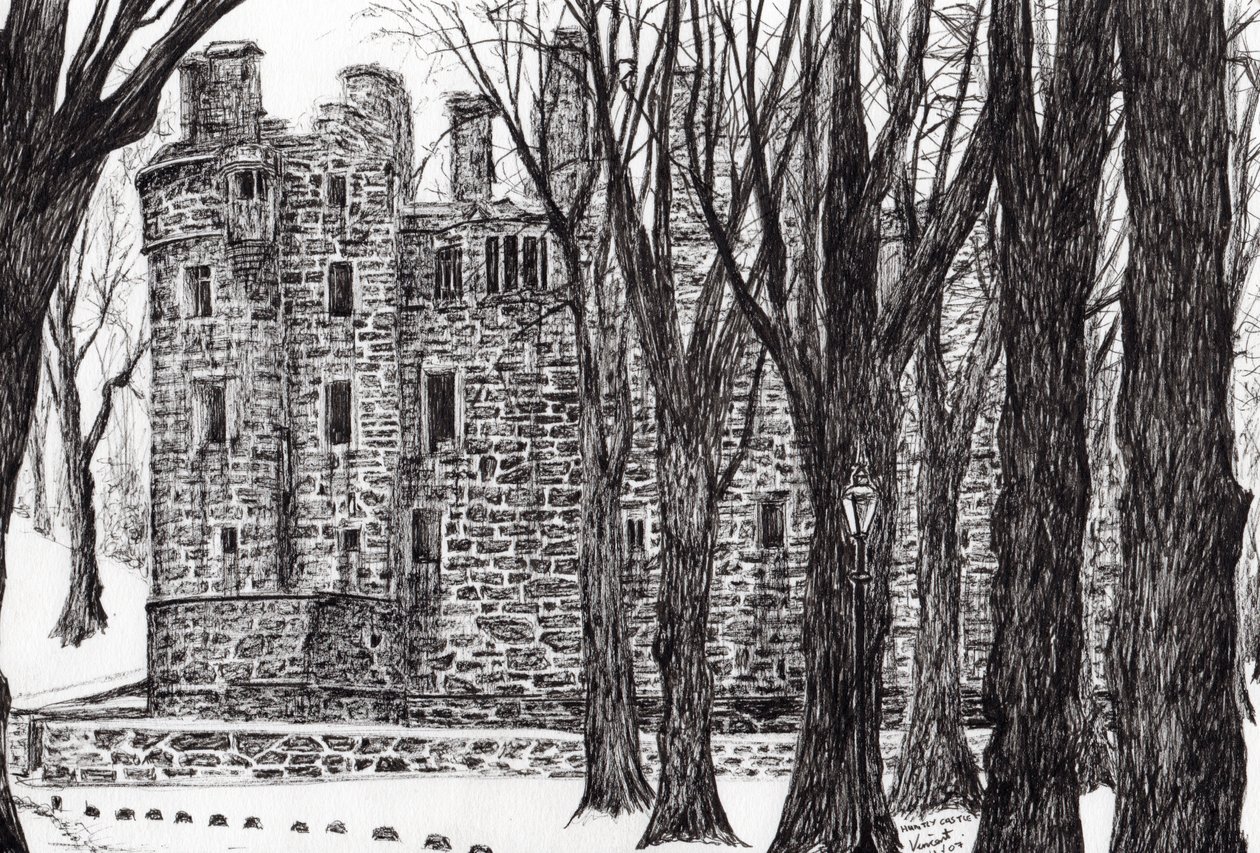 Huntly Castle Scotland, 2007, (bläck på papper) av Vincent Alexander Booth