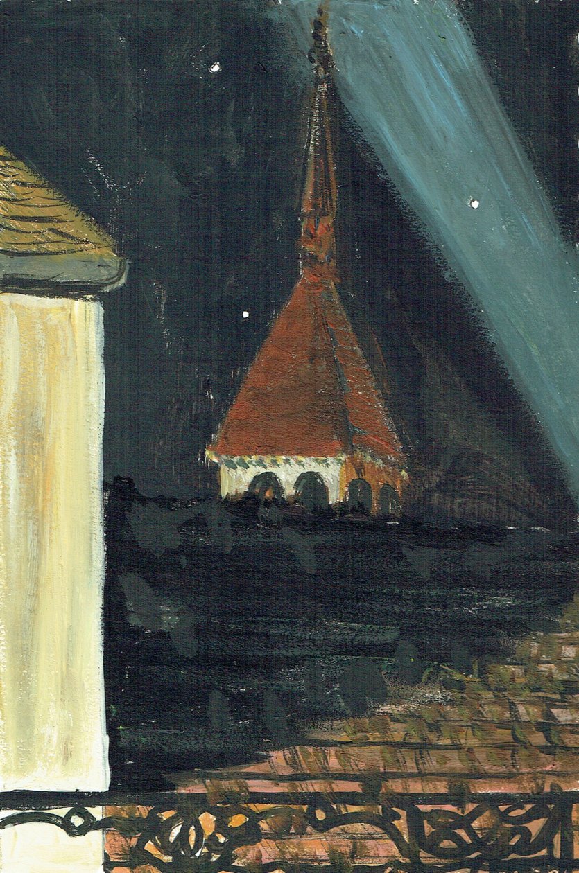 Laignes Frankrike takutsikt på natten, 2006 av Vincent Alexander Booth
