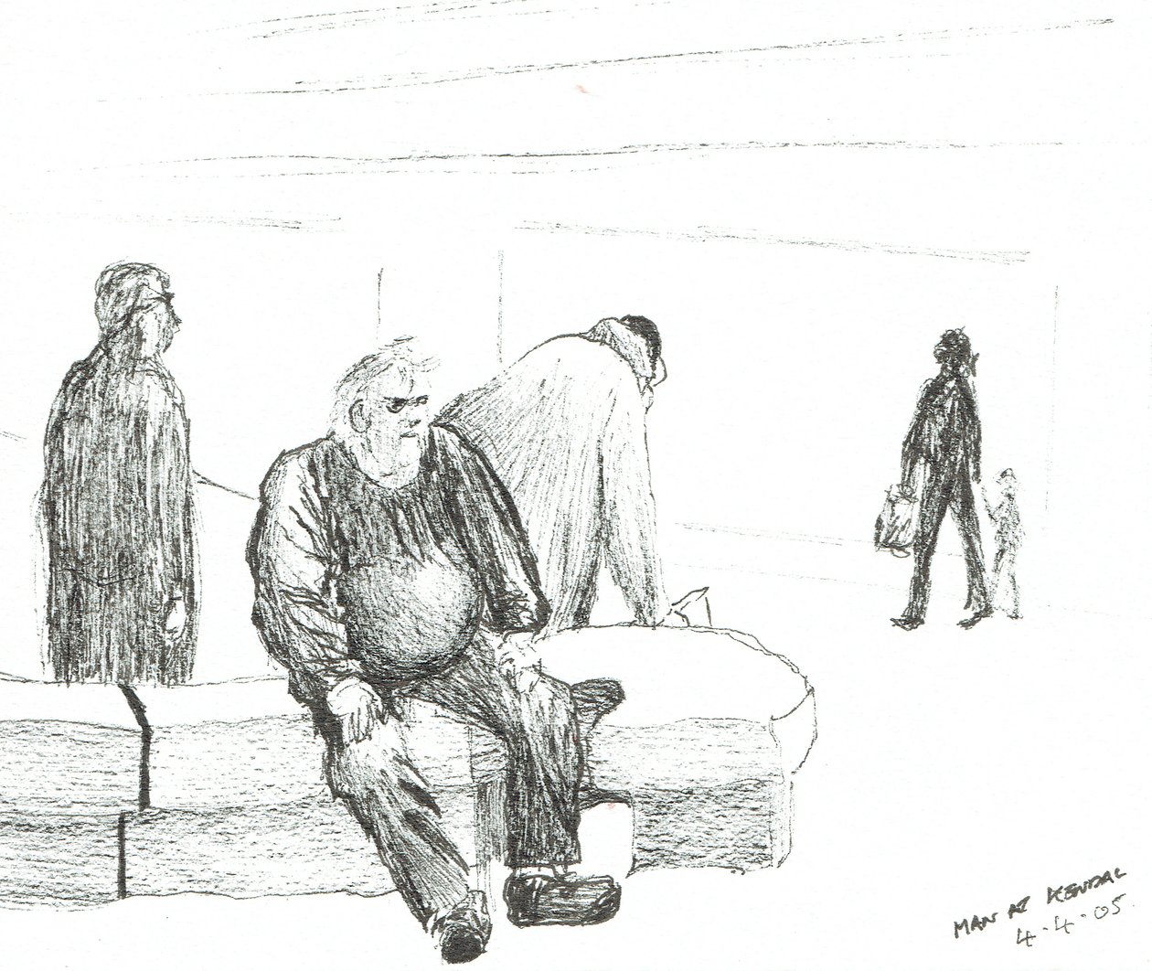 Man at Kendal, 2005, (Bläck på papper) av Vincent Alexander Booth