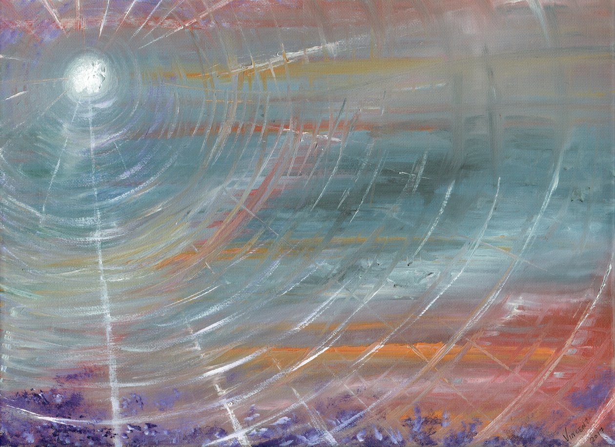 Moontube, 2017, (olja på dukskiva) av Vincent Alexander Booth