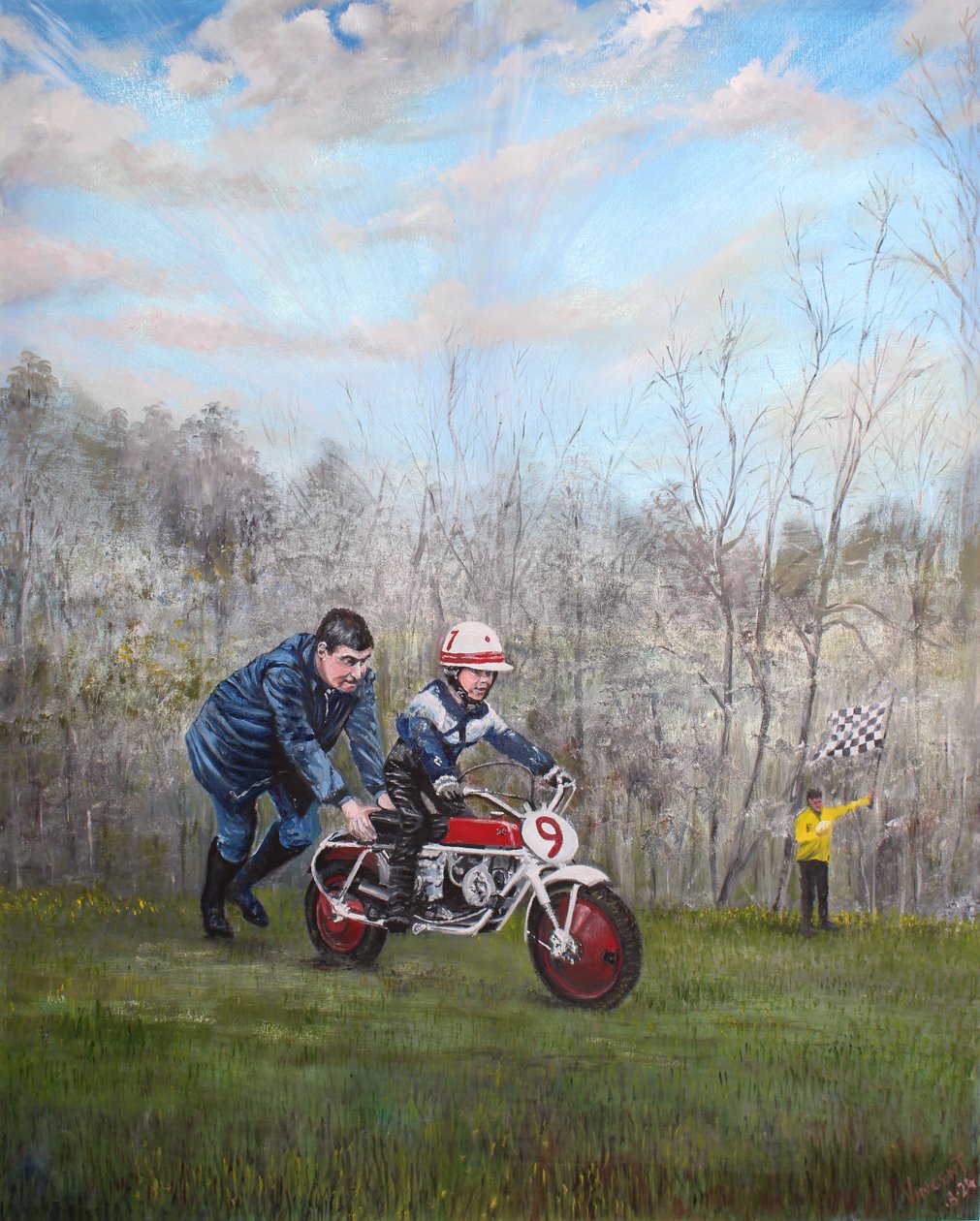 Motorcykelman, 2024 (olja på duk) av Vincent Alexander Booth
