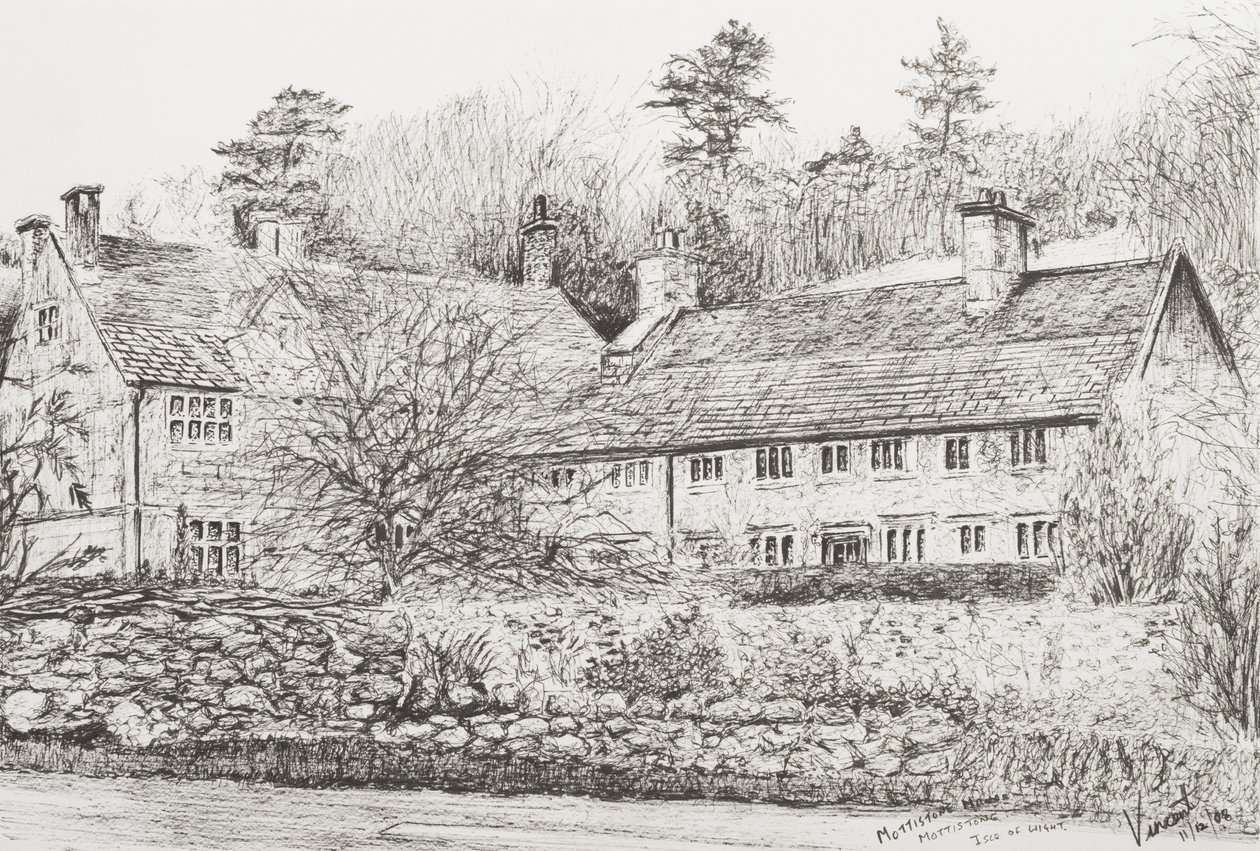 Mottistone Hall Isle of Wight, 2008 (bläck på papper) av Vincent Alexander Booth