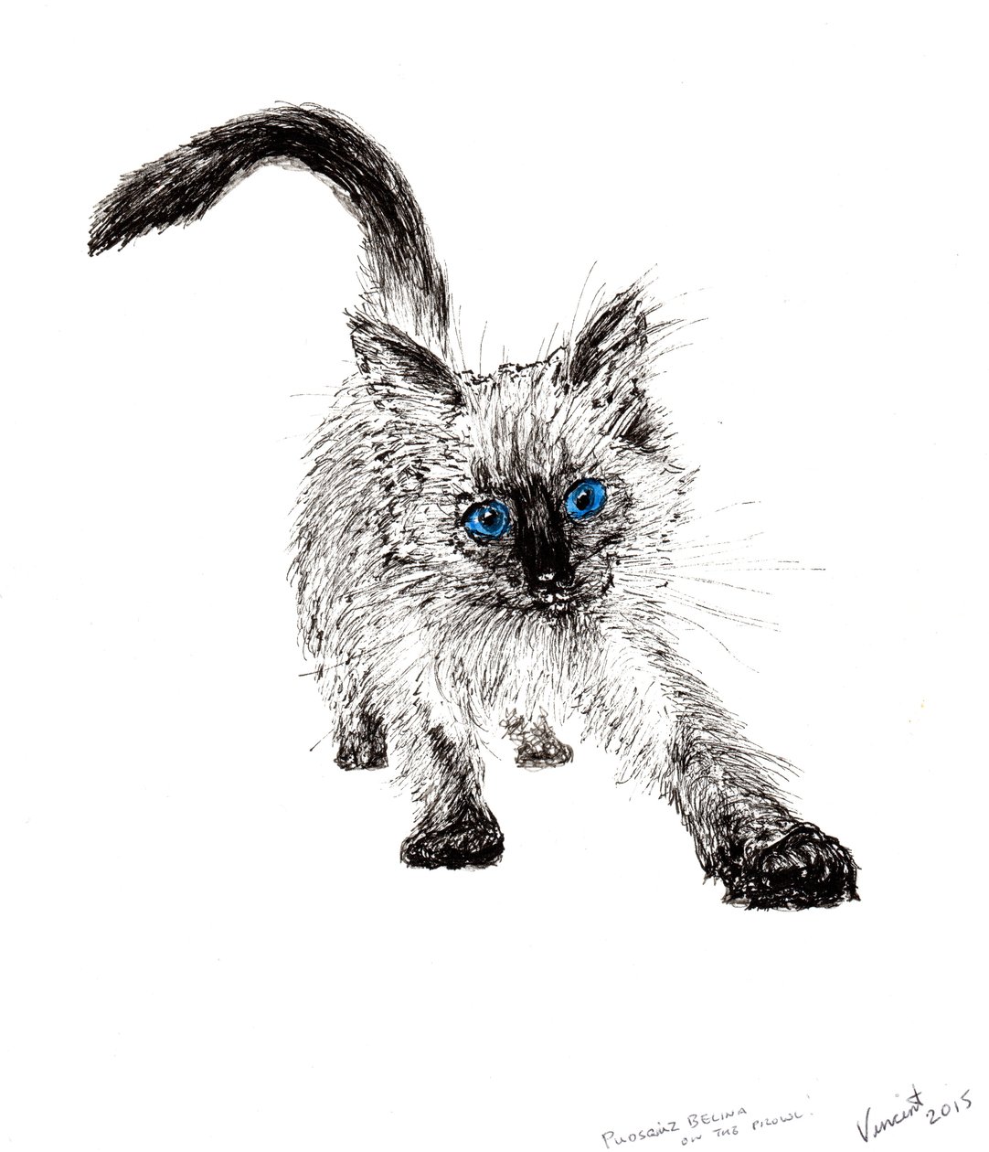 On the prowl !, 2015, (bläck på papper) av Vincent Alexander Booth