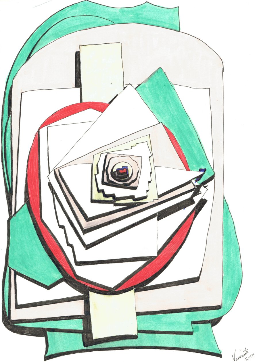 Över, 2017, (färgat bläck på papper) av Vincent Alexander Booth