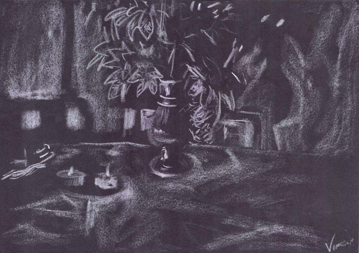 Plantera i rummet med levande ljus av Vincent Alexander Booth