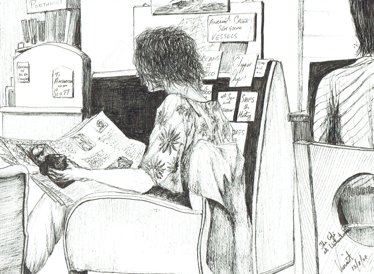 Läser på Waterstones bokhandel Manchester, 2007 av Vincent Alexander Booth