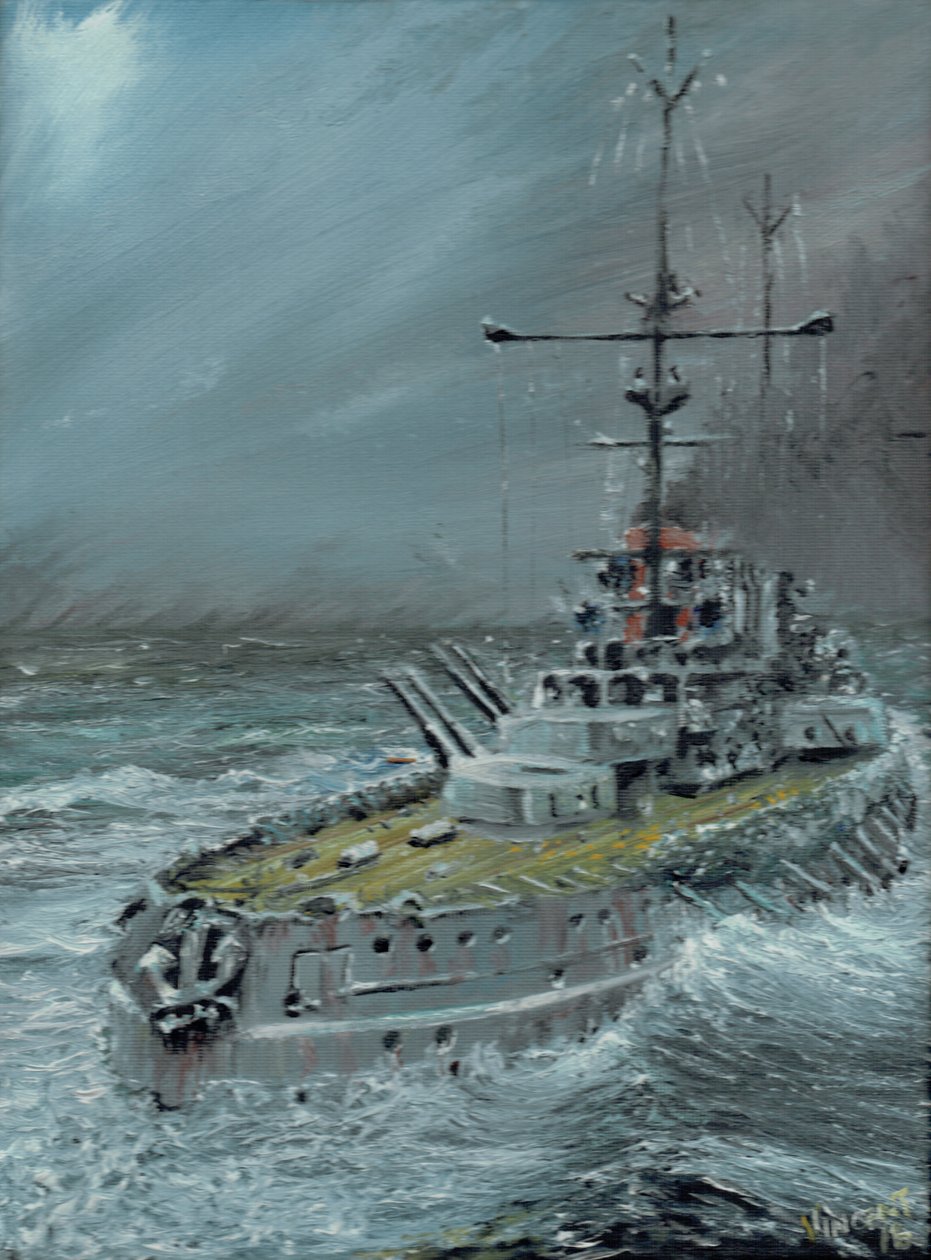 SMS Friedrich der Grosse på Jylland 1916, 2016, (olja på dukskiva) av Vincent Alexander Booth