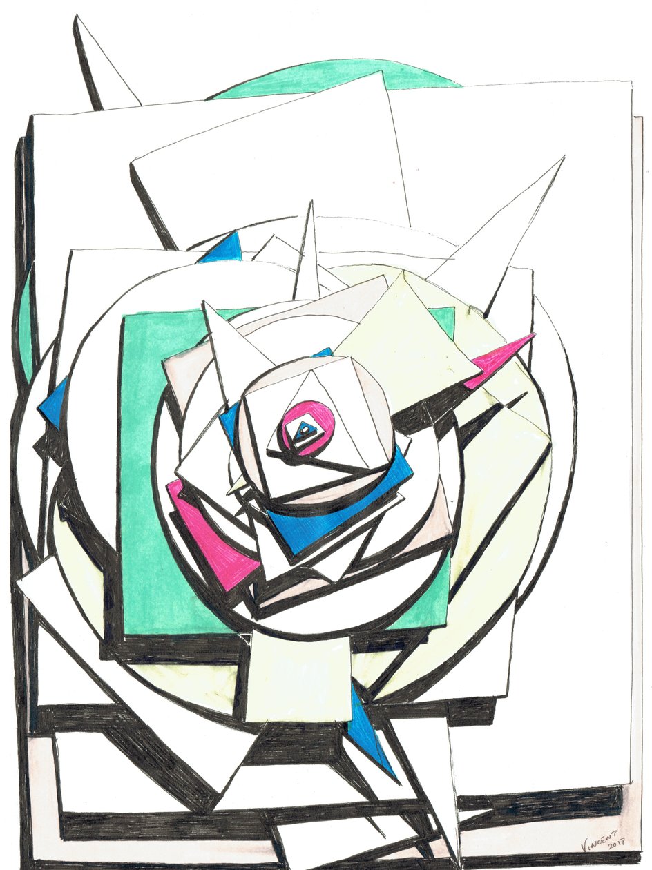 Stacked, 2017, (färgat bläck på papper) av Vincent Alexander Booth