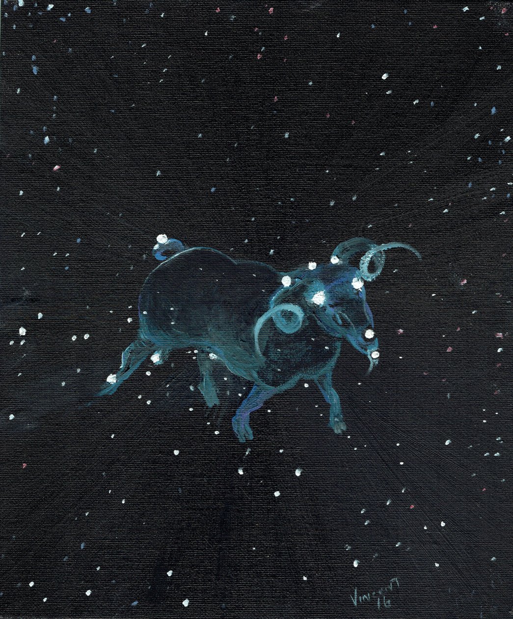 Stjärntecken Aires, 2016, (olja på dukskiva) av Vincent Alexander Booth