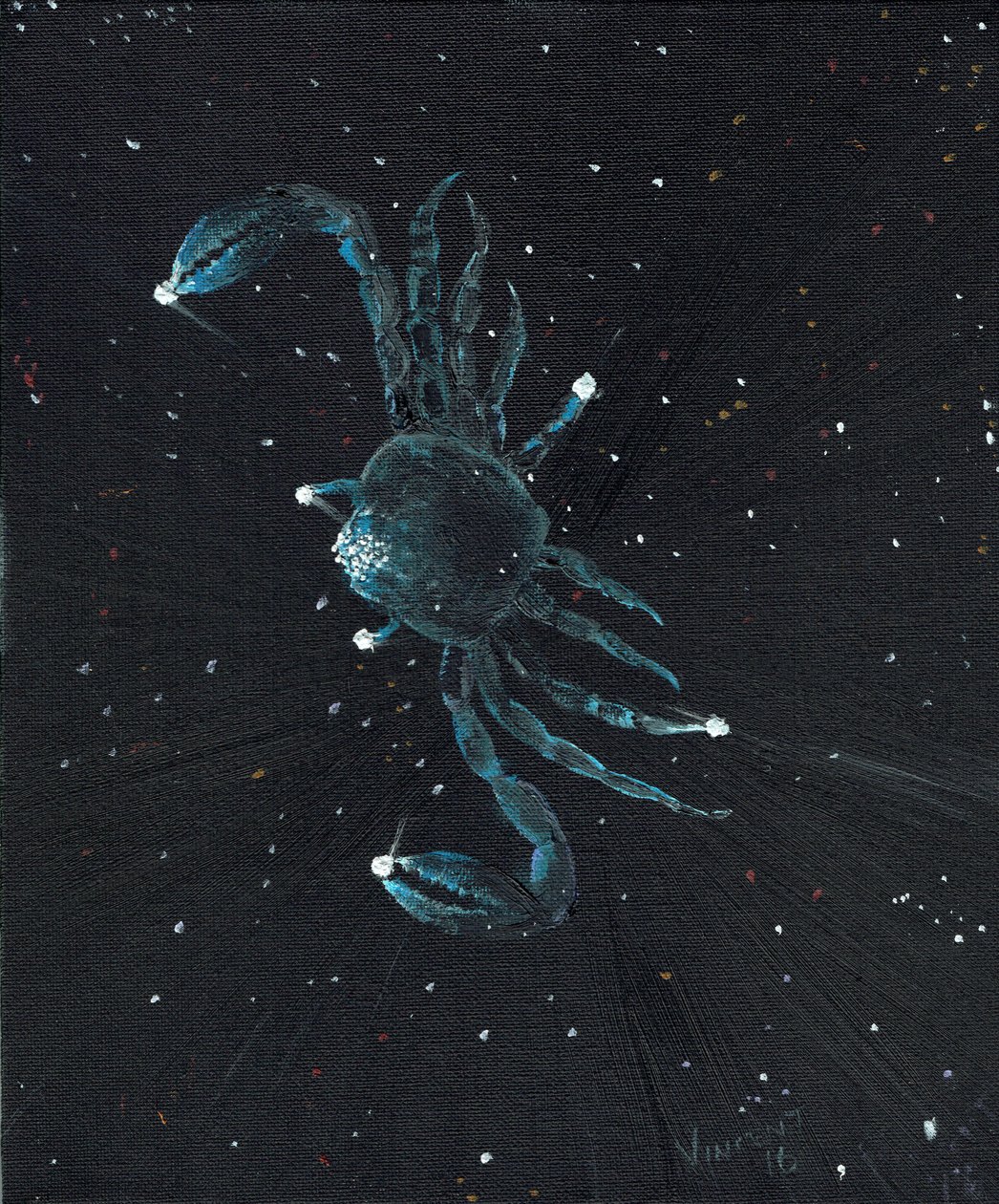 Stjärntecken Cancer, 2016, (olja på dukskiva) av Vincent Alexander Booth