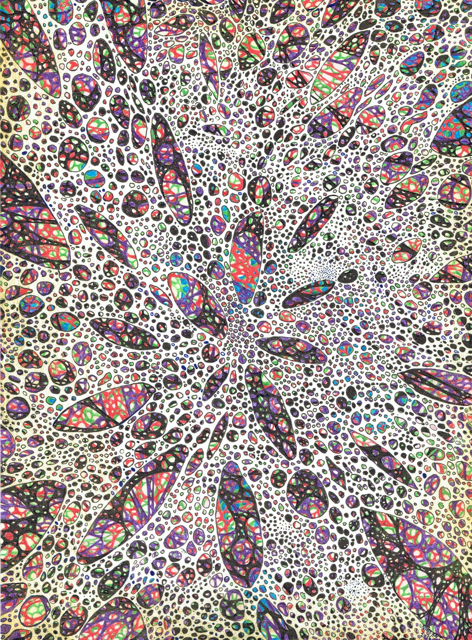 Stjärnor föder färg, 2016, (Bläck på papper) av Vincent Alexander Booth
