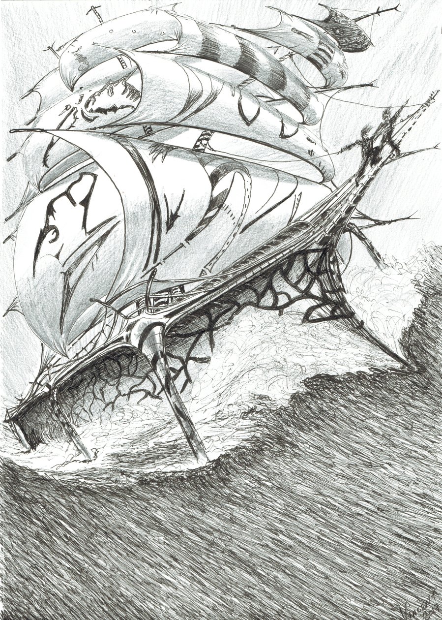 Storm Creators Arafura Sea, 2017, (Bläck på papper) av Vincent Alexander Booth