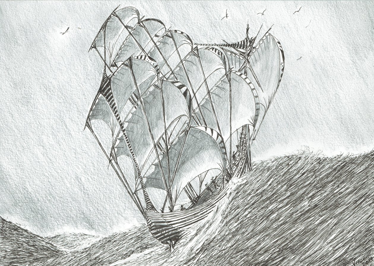 Storm Creators Coral Sea, 2017, (bläck på papper) av Vincent Alexander Booth