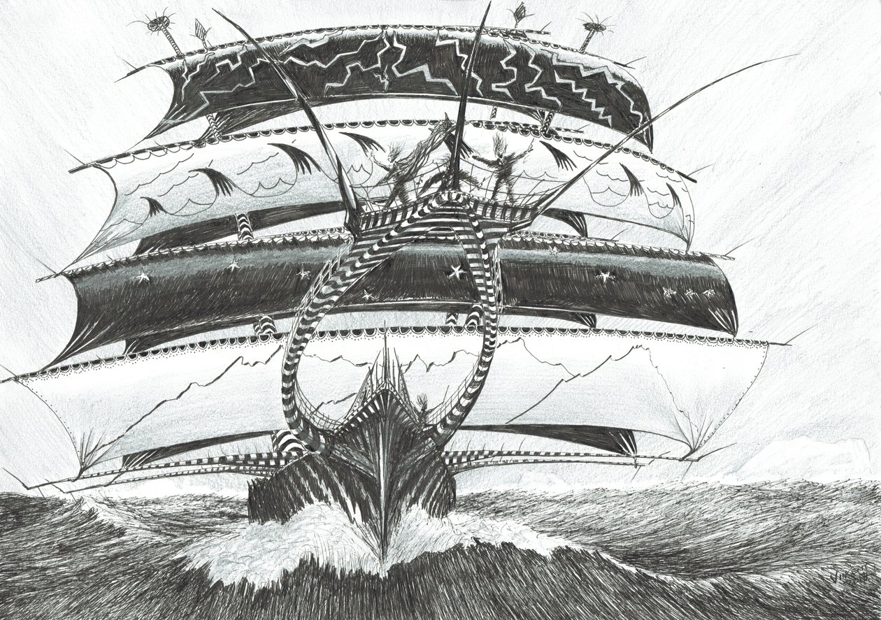 Storm Creators King Haakon VII Sea, 2017, (Bläck på papper) av Vincent Alexander Booth
