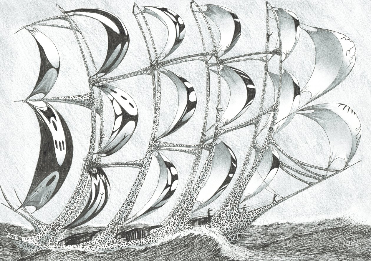 Storm Creators Laccadive Sea, 2017, (bläck på papper) av Vincent Alexander Booth