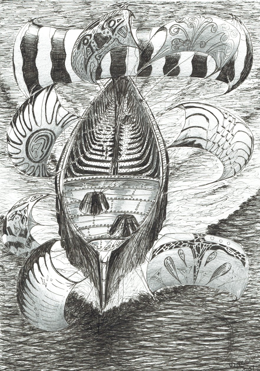 Storm Creators Philippine Sea, 2017, (bläck på papper) av Vincent Alexander Booth