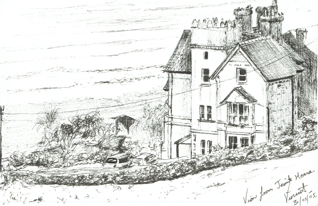 Jesuithuset på den walesiska kusten, 2005, (Bläck på papper) av Vincent Alexander Booth
