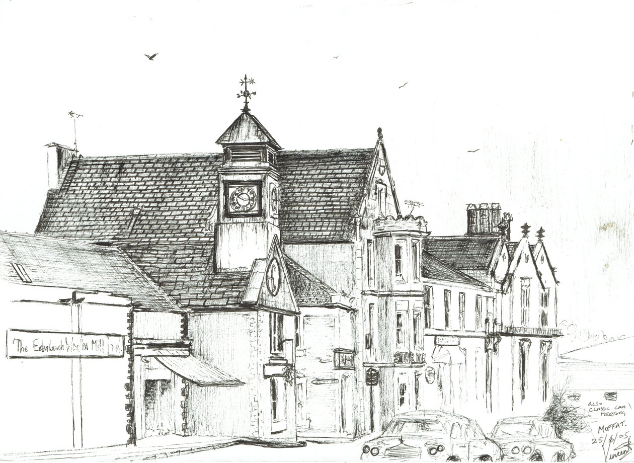 Stjärnhotellet, Moffat. 2005, (bläck på papper) av Vincent Alexander Booth