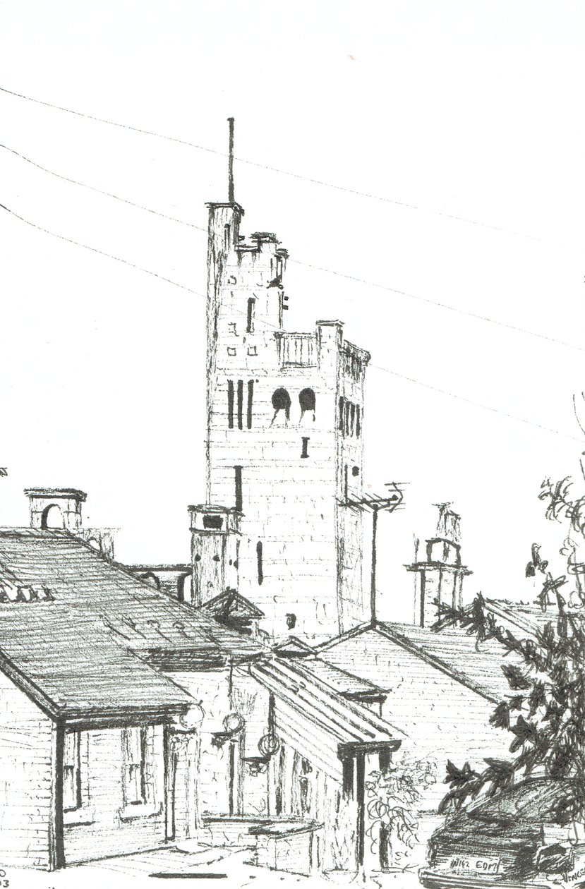 Tower in Knutsford, 2003, (Bläck på papper) av Vincent Alexander Booth
