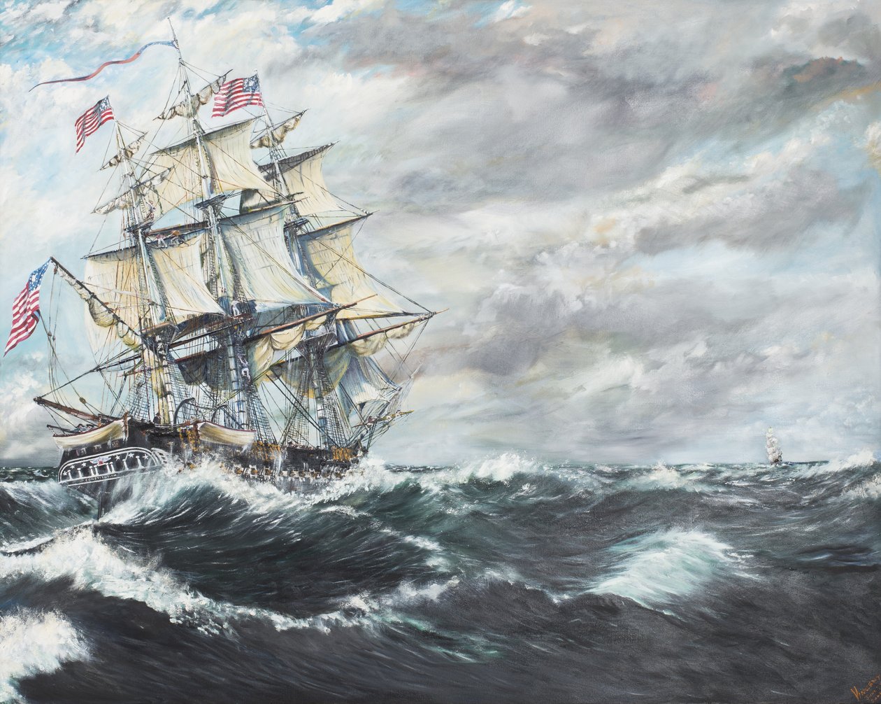 USS Constitution leder för HM Fregate Guerriere 19081812, 2003, (Olja på duk) av Vincent Alexander Booth
