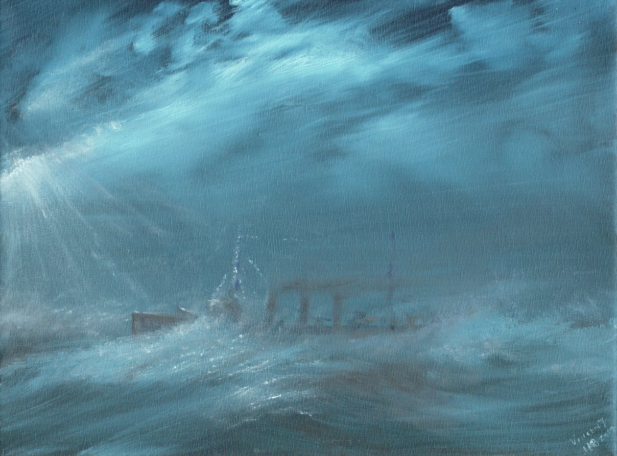 Amerikansk jagare i en storm till sjöss 1917, 2019 av Vincent Alexander Booth