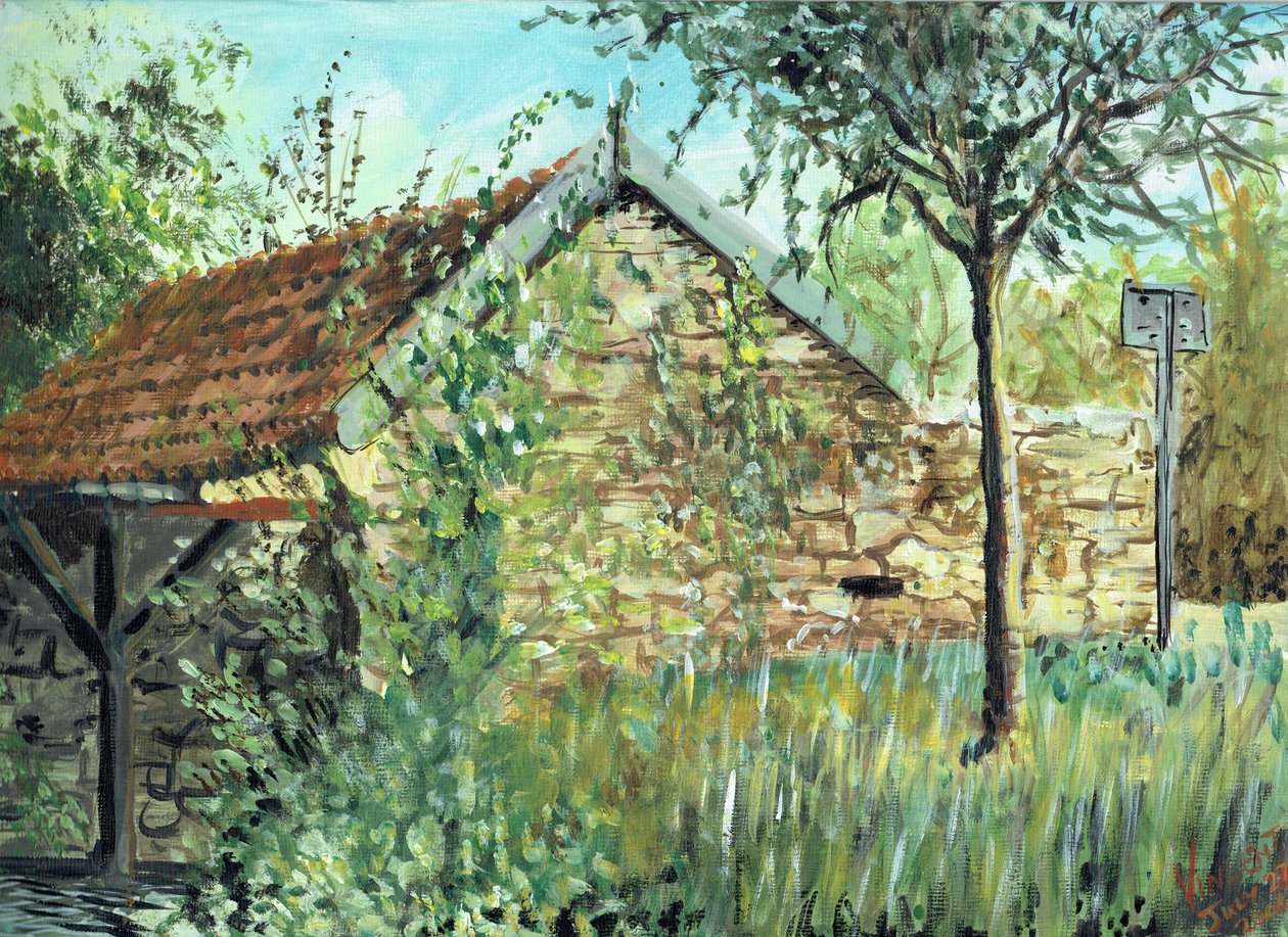 Wash Hut i Laignes, 2006, (akryl på canvasskiva) av Vincent Alexander Booth