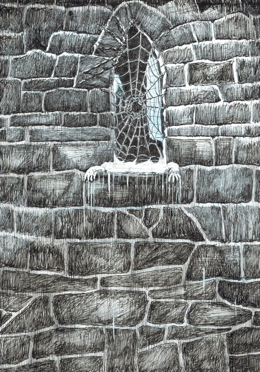 sida 11, Slottet i skogen Findhorn, 2006, (bläck på papper) av Vincent Alexander Booth