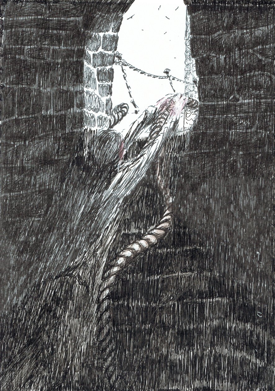 sida 33, Slottet i skogen Findhorn, 2006, (bläck på papper) av Vincent Alexander Booth