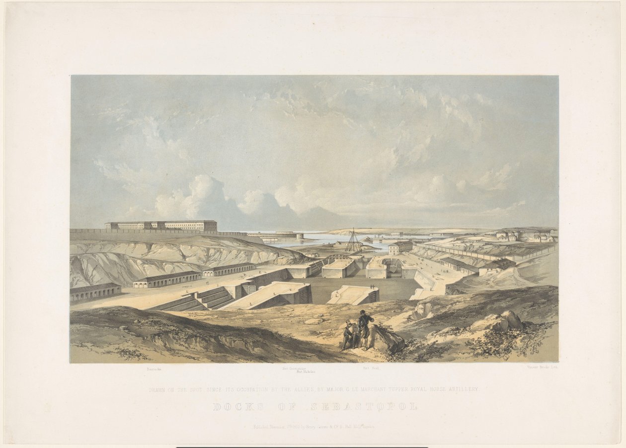 De Haven van Sebastopol, 1855 Docks of Sebastopol (titel på objekt) av Vincent Brooks