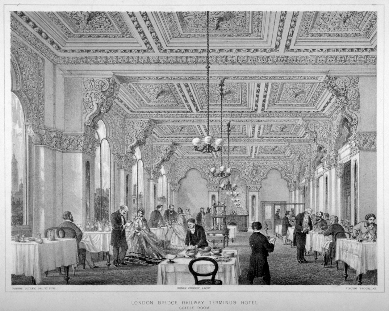Kafferummet i London Bridge Railway Terminus Hotel, Bermondsey, London, 1860. av Vincent Brooks