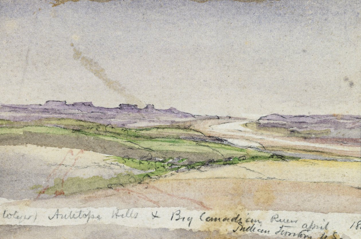Antelope Hills och Big Canadian River, 1869 (akvarell på papper) av Vincent Colyer